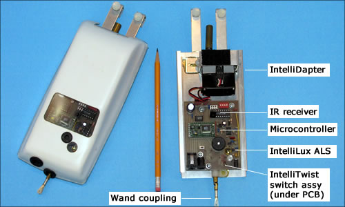 The 2B prototype for residential applications was developed by replacing the 2A's IntelliLux DLS with an IR receiver to add wireless remote control capability